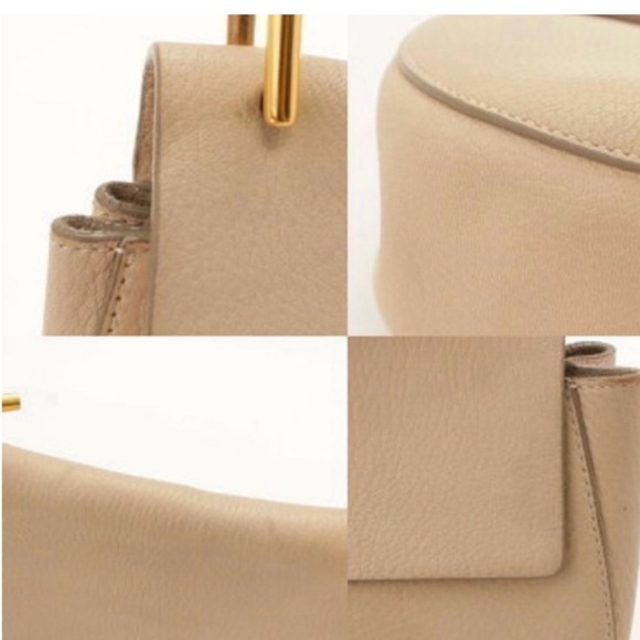 Chloe Beige Crossbody Bag with Gold Accents